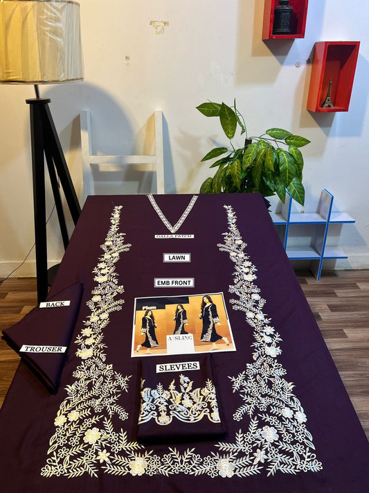 AISLING PREMIUM 2PC EMBROIDERED DHANAK UNSTITCHED SUIT