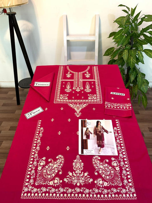 PREMIUM 2PC EMBROIDERED DHANAK UNSTITCHED SUIT