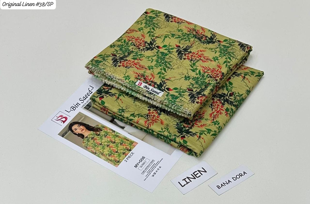 100% ORIGINAL LINEN BIN SAEED 💯💯💯 DIGITAL PRINT BANA DORA LINEN 2PC