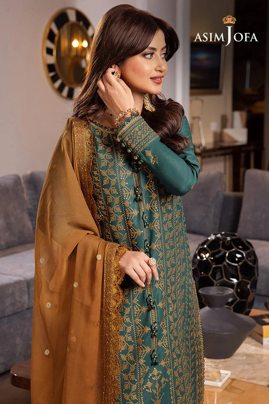 ASIM JOFA | DHANAK 3 PIECE EMBROIDED UNSTITCHED WINTER SUIT