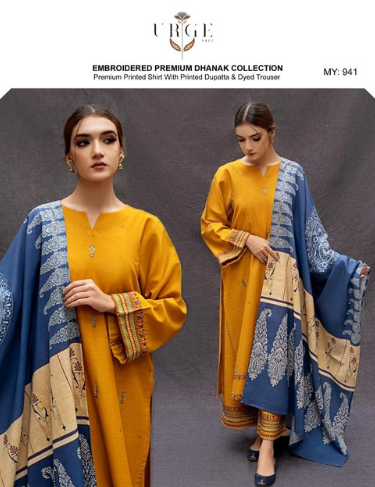 URGE | DHANAK 3 PIECE EMBROIDED UNSTITCHED WINTER SUIT