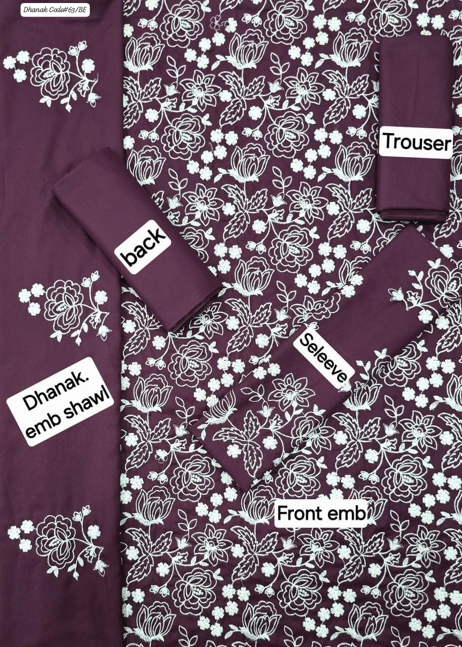 BAREEZE EXCLUSIVE EMBROIDERED DHANAK UNSTITCHED 3PC SUIT