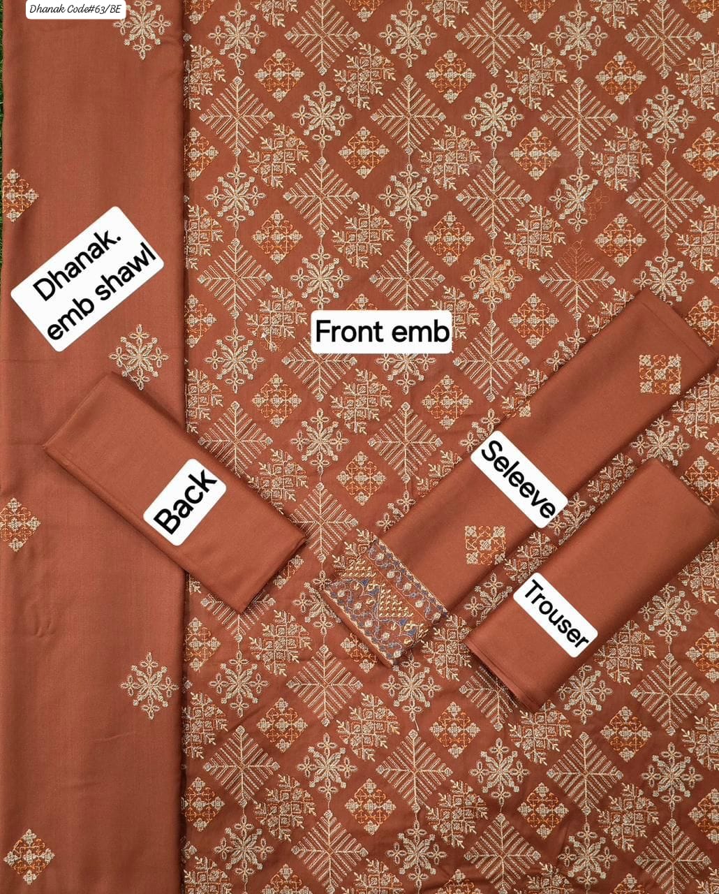 BAREEZE EXCLUSIVE EMBROIDERED DHANAK UNSTITCHED 3PC SUIT