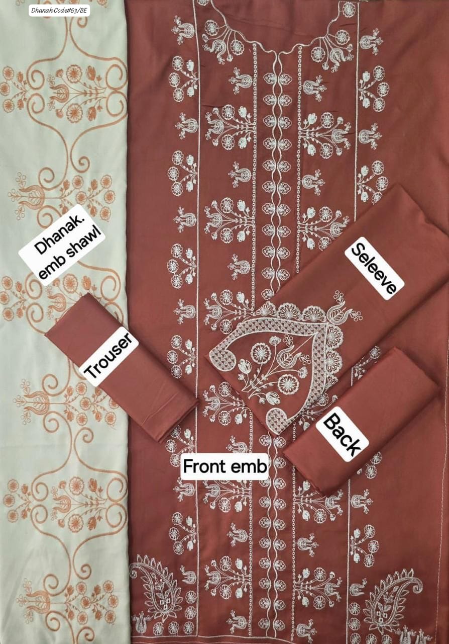 IZNIK EXCLUSIVE EMBROIDERED DHANAK UNSTITCHED 3PC SUIT