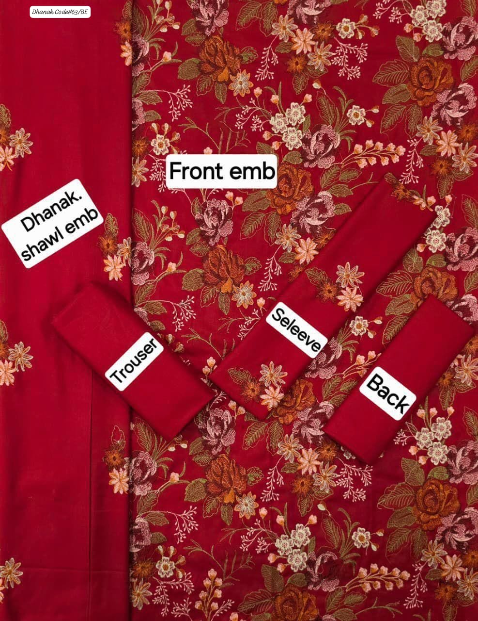 BAREEZE EXCLUSIVE EMBROIDERED DHANAK UNSTITCHED 3PC SUIT