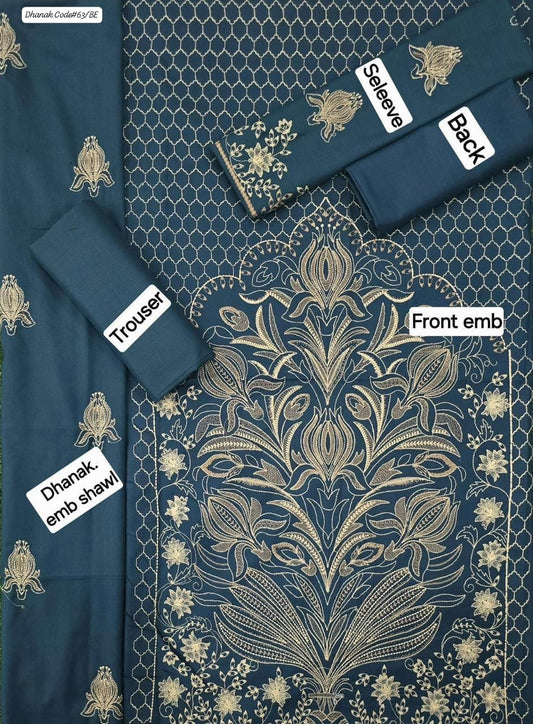 BAREEZE EXCLUSIVE EMBROIDERED DHANAK UNSTITCHED 3PC SUIT