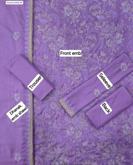 BAREEZE EXCLUSIVE EMBROIDERED DHANAK UNSTITCHED 3PC SUIT