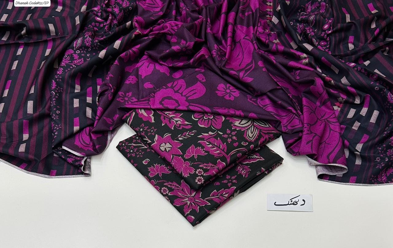 DHANAK | 3 PIECE DIGITAL PRINT UNSTITCHED WINTER SUIT