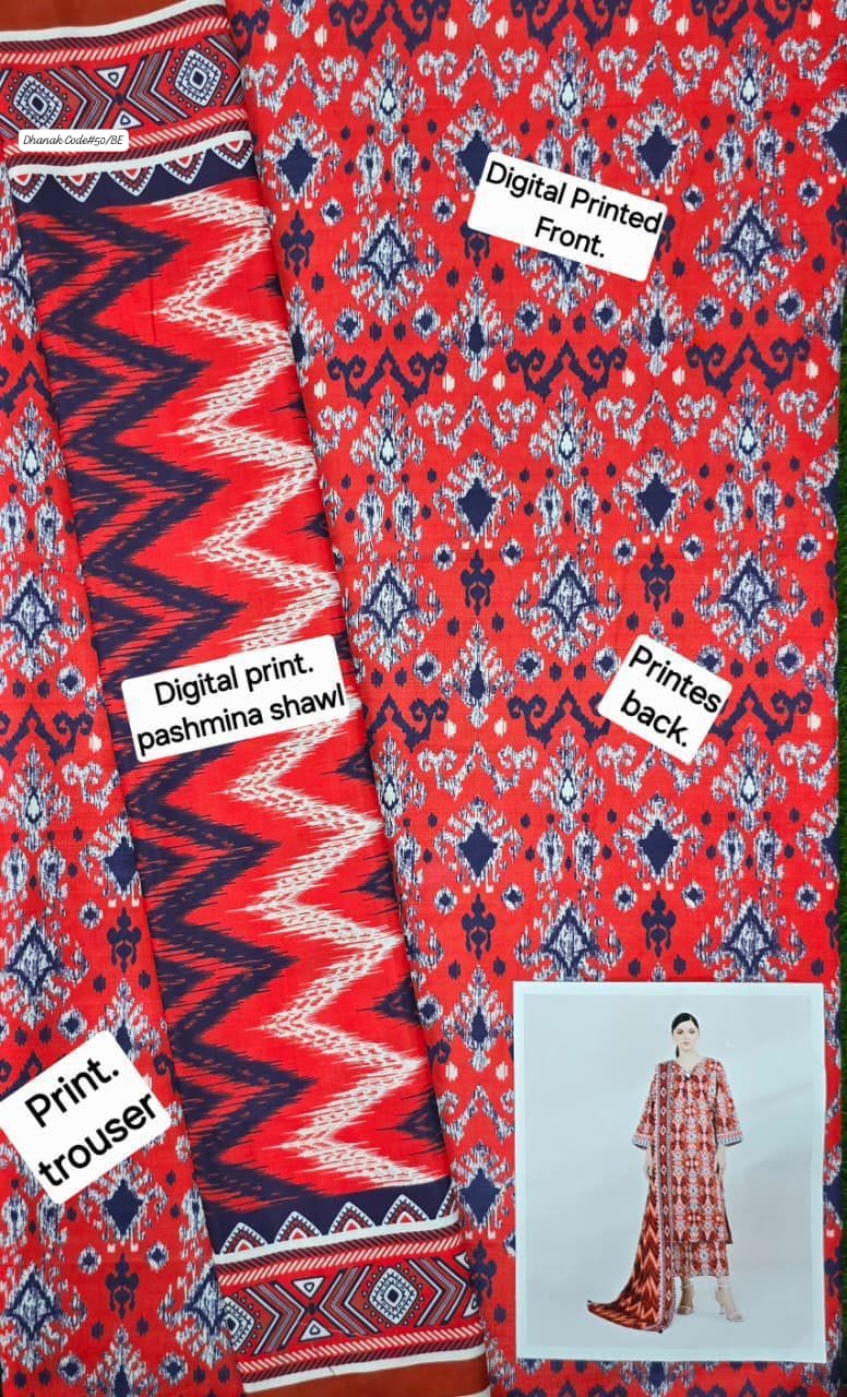 DHANAK | 3 PIECE DIGITAL PRINT UNSTITCHED WINTER SUIT