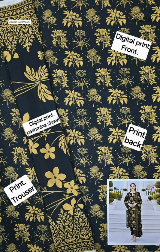 DHANAK | 3 PIECE DIGITAL PRINT UNSTITCHED WINTER SUIT