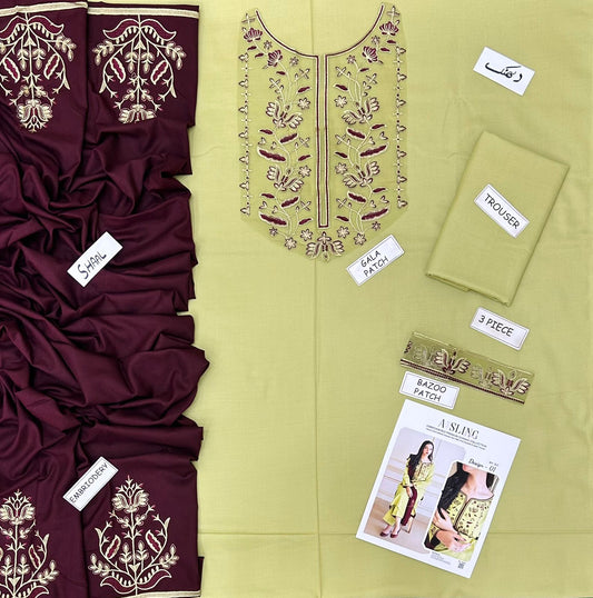 PREMIUM AISLING DHANAK 3PC EMBROIDERED SUIT