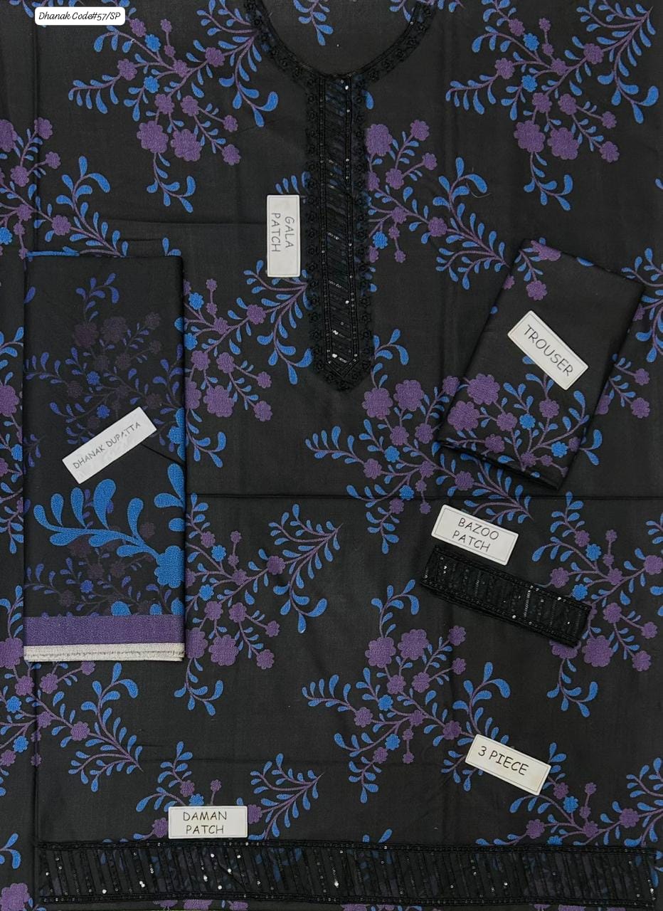 SAPPHIRE | DHANAK 3 PIECE DIGITAL PRINT UNSTITCHED WINTER SUIT