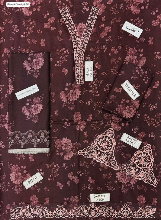 BAROQUE | DHANAK 3 PIECE DIGITAL PRINT UNSTITCHED WINTER SUIT