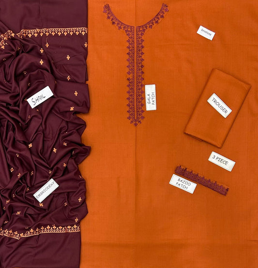 AISLING PREMIUM EMBROIDERED DHANAK UNSTITCHED 3PC SUIT