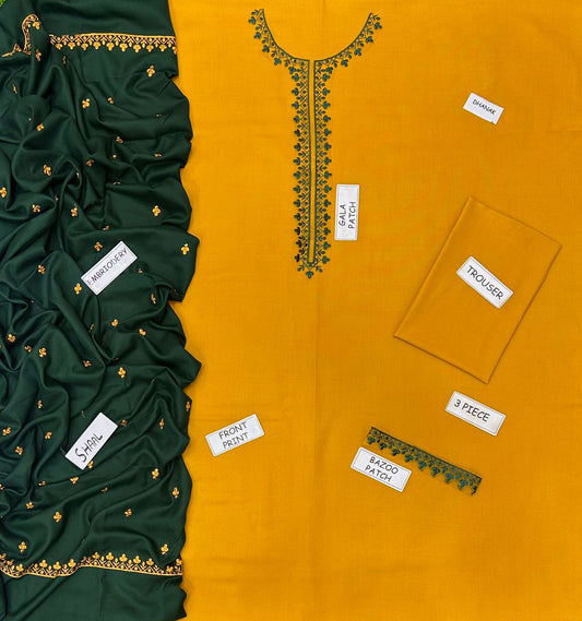 AISLING PREMIUM EMBROIDERED DHANAK UNSTITCHED 3PC SUIT