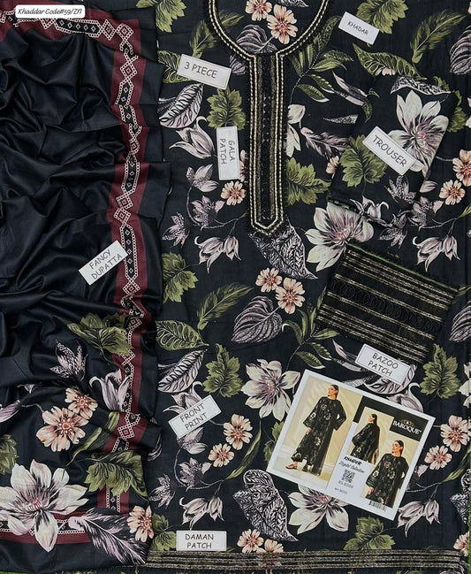 PREMIUM BAROQUE DIGITAL KHADDAR 3PC SUIT