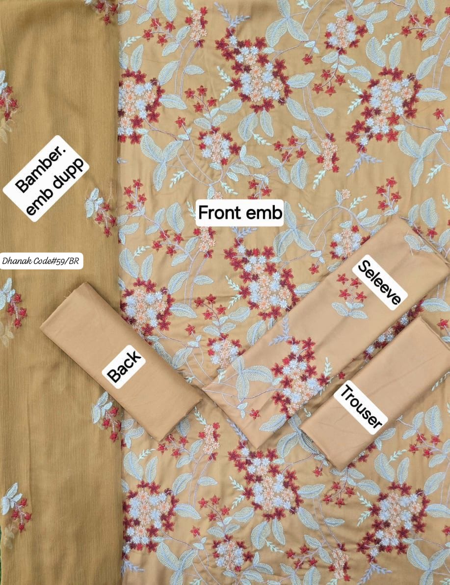 BAREEZE | DHANAK 3 PIECE EMBROIDED UNSTITCHED WINTER SUIT