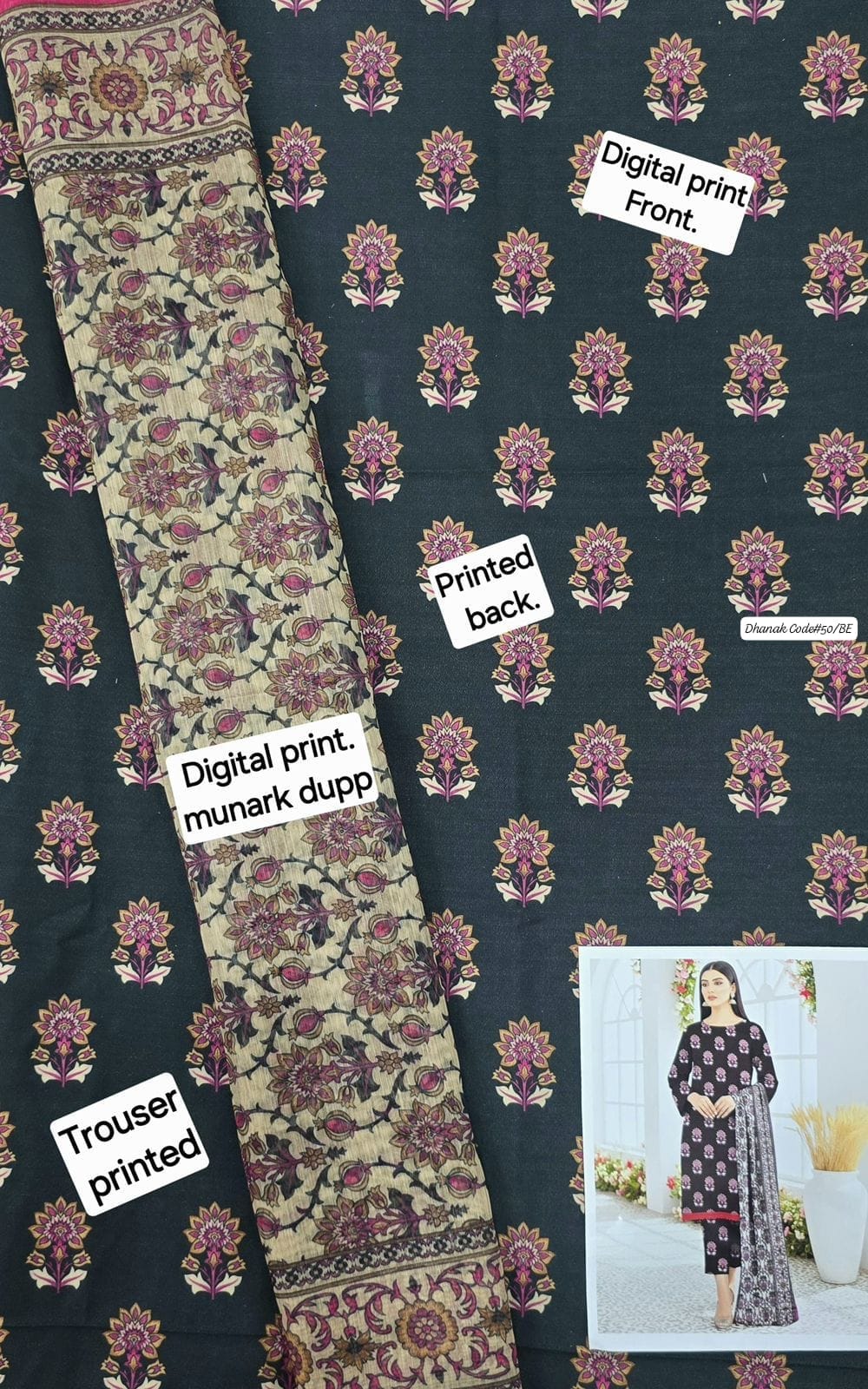 DHANAK | 3 PIECE DIGITAL PRINT UNSTITCHED WINTER SUIT