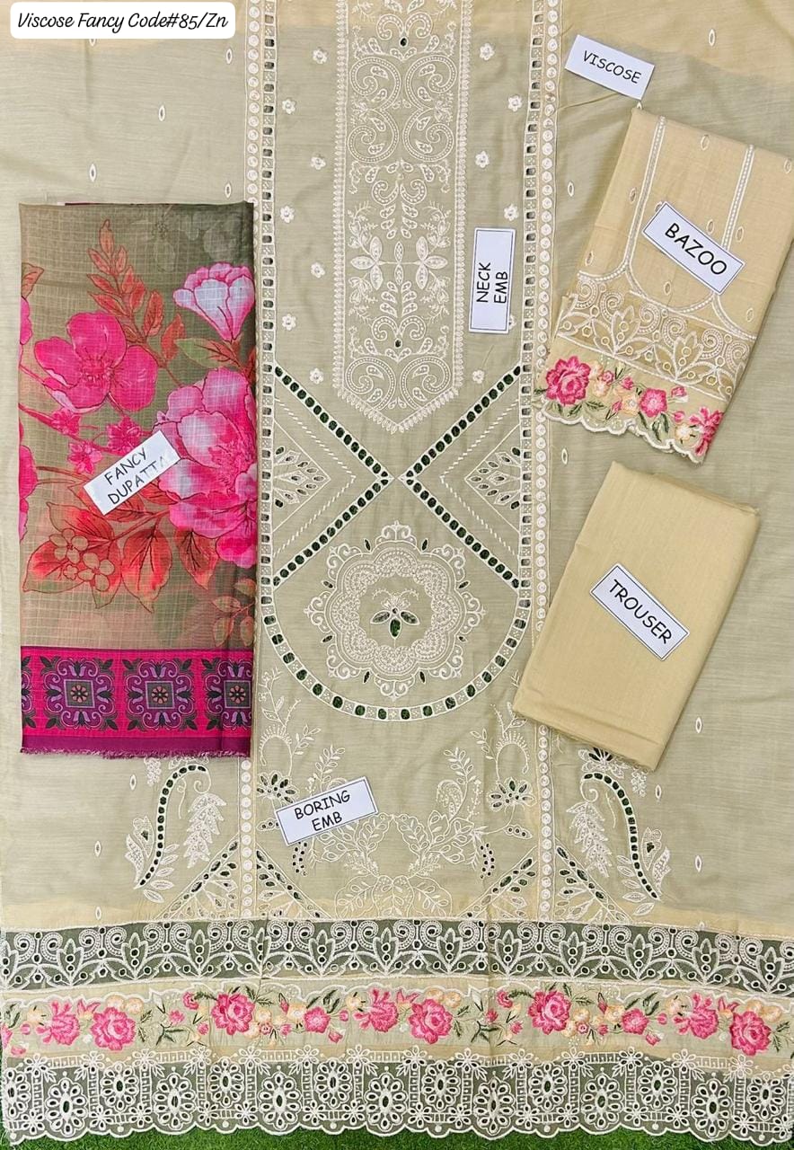 VISCOSE | PREMIUM 3 PIECE EMBROIDED UNSTITCHED WINTER SUIT