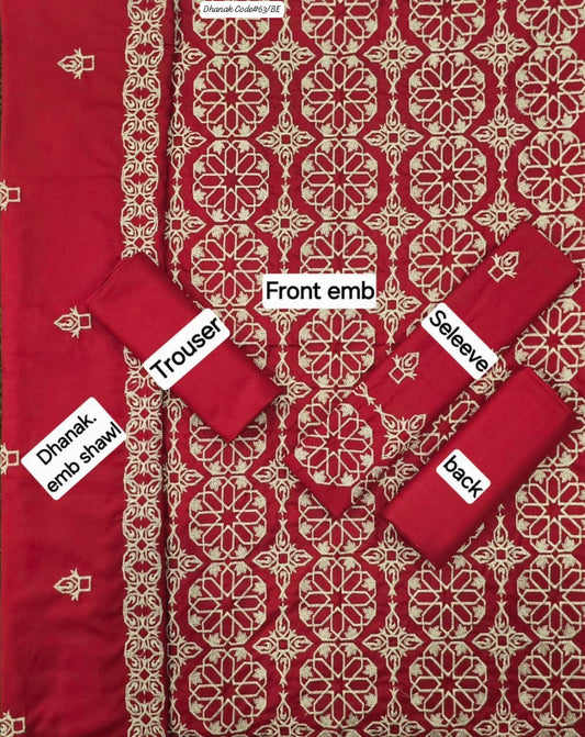 BAREEZE | DHANAK 3 PIECE EMBROIDED UNSTITCHED WINTER SUIT