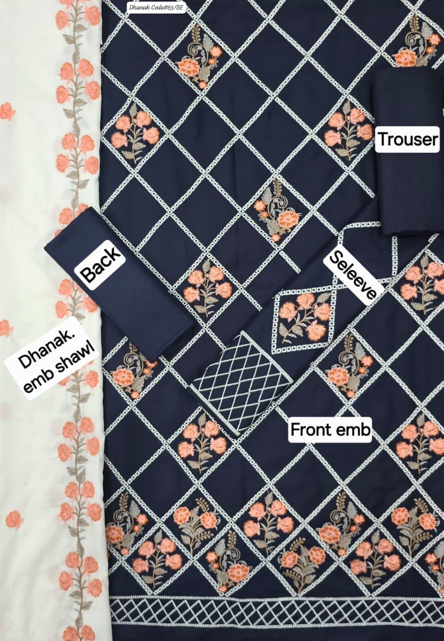 ZARA SHAHJAHAN | DHANAK 3 PIECE EMBROIDED UNSTITCHED WINTER SUIT