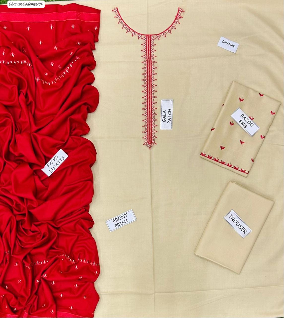 AISLING PREMIUM EMBROIDERED DHANAK UNSTITCHED 3PC SUIT