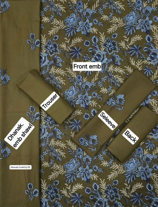 BAREEZE | DHANAK 3 PIECE EMBROIDED UNSTITCHED WINTER SUIT