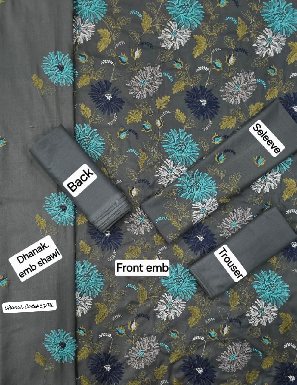 BAREEZE | DHANAK 3 PIECE EMBROIDED UNSTITCHED WINTER SUIT