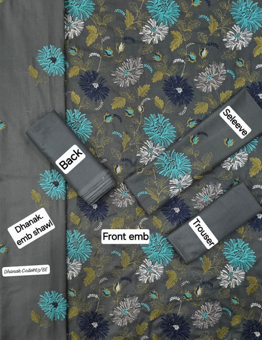 BAREEZE | DHANAK 3 PIECE EMBROIDED UNSTITCHED WINTER SUIT