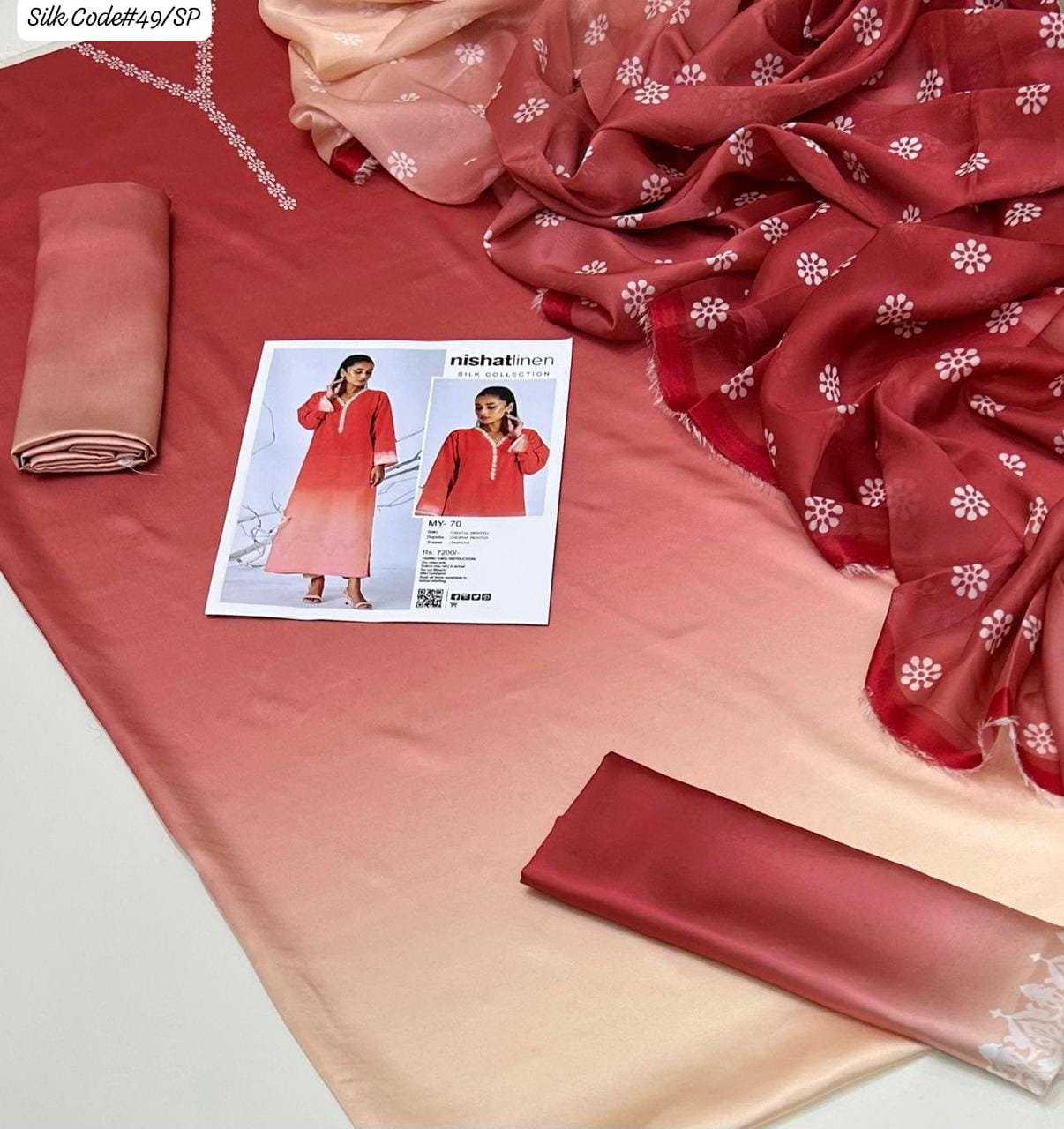 NISHAT | PREMIUM SHAMOOZ SILK 3 PIECE UNSTITCHED SUIT