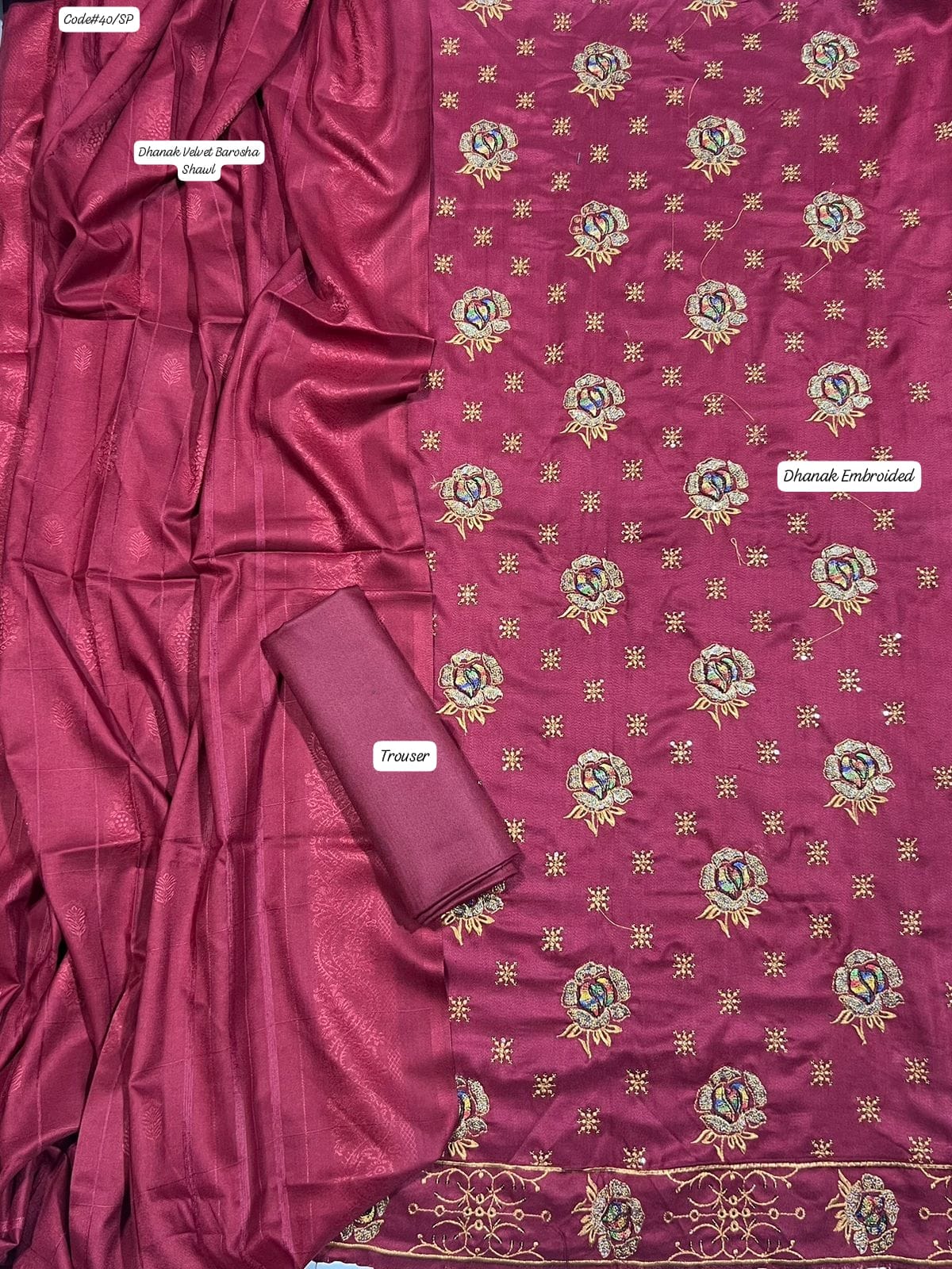 DHANAK | PREMIUM 3 PIECE HEAVY EMBROIDED UNSTITCHED WINTER SUIT