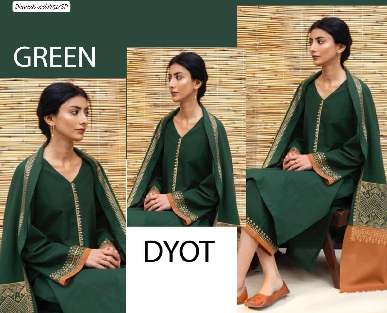DYOT | DHANAK 3 PIECE BRANDED QUALITY UNSTITCHED WINTER SUIT