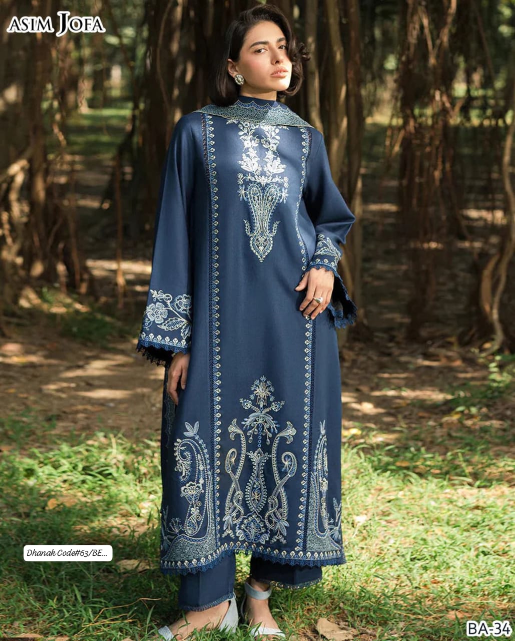 ASIM JOFA | DHANAK 3 PIECE EMBROIDED UNSTITCHED WINTER SUIT