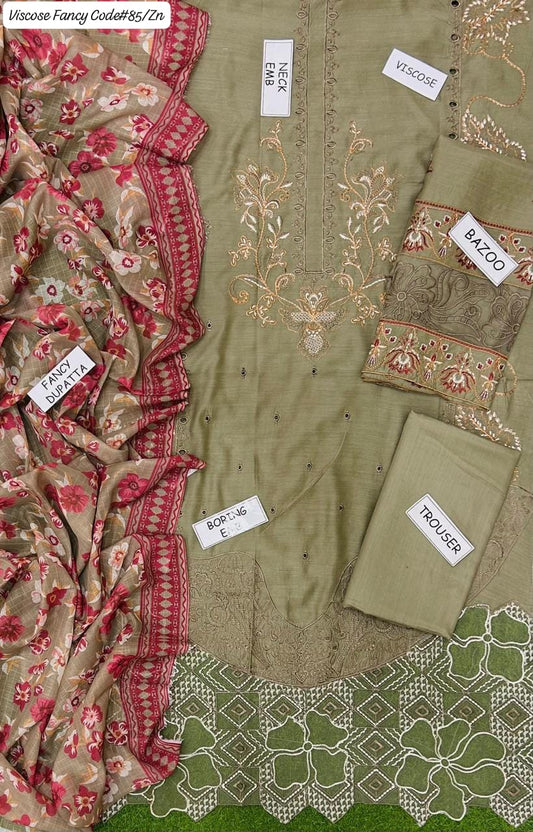 VISCOSE | PREMIUM 3 PIECE EMBROIDED UNSTITCHED WINTER SUIT