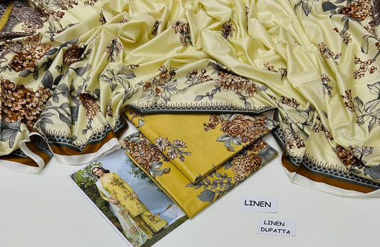 LINEN | 3 PIECE DIGITAL PRINT UNSTITCHED WINTER SUIT
