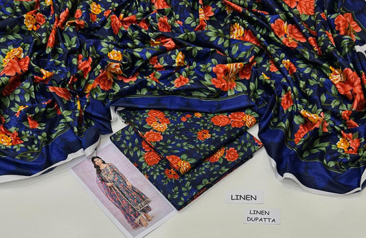 LINEN | 3 PIECE DIGITAL PRINT UNSTITCHED WINTER SUIT