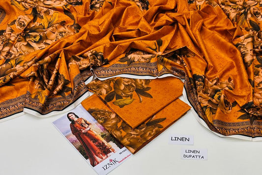 IZNIK | LINEN 3 PIECE DIGITAL PRINT UNSTITCHED WINTER SUIT