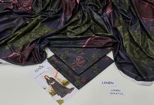 IZNIK | LINEN 3 PIECE DIGITAL PRINT UNSTITCHED WINTER SUIT