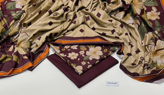 DHANAK | 3 PIECE DIGITAL PRINT UNSTITCHED WINTER SUIT