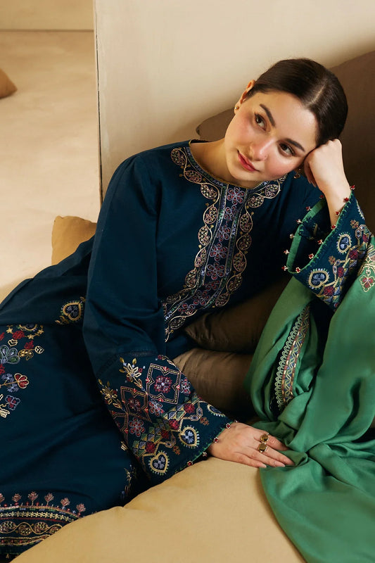 PREMIUM EMBROIDERED DHANAK UNSTITCHED 3PC SUIT