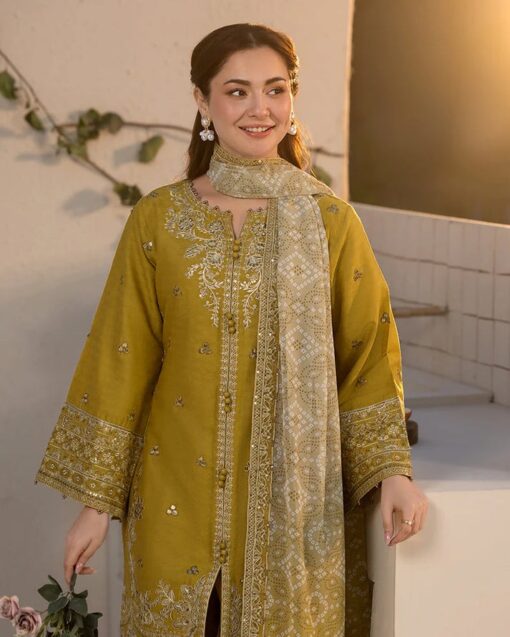 PREMIUM EMBROIDERED DHANAK UNSTITCHED 3PC SUIT