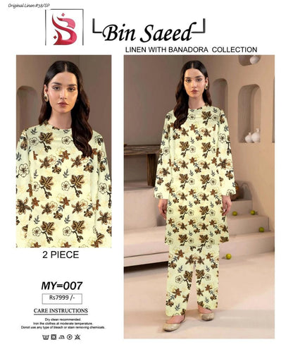 100% ORIGINAL LINEN BIN SAEED 💯💯💯 DIGITAL PRINT BANA DORA LINEN 2PC