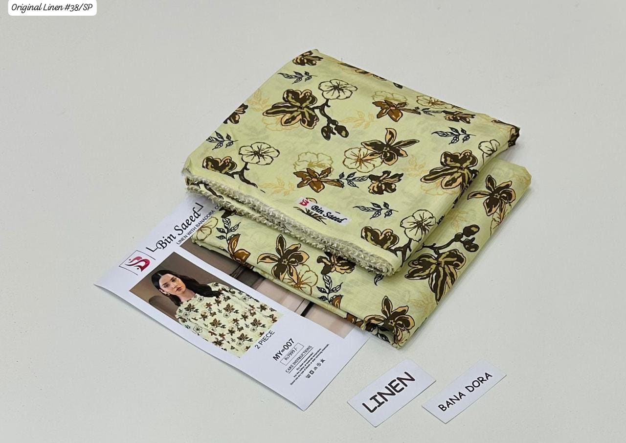100% ORIGINAL LINEN BIN SAEED 💯💯💯 DIGITAL PRINT BANA DORA LINEN 2PC