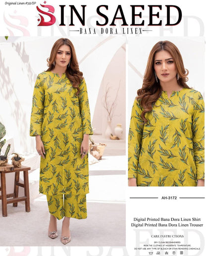 100% ORIGINAL LINEN BIN SAEED 💯💯💯 DIGITAL PRINT BANA DORA LINEN 2PC