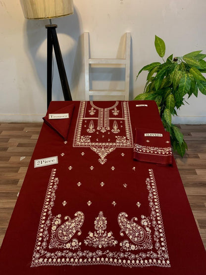 PREMIUM 2PC EMBROIDERED DHANAK UNSTITCHED SUIT