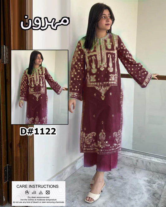 PREMIUM 2PC EMBROIDERED DHANAK UNSTITCHED SUIT