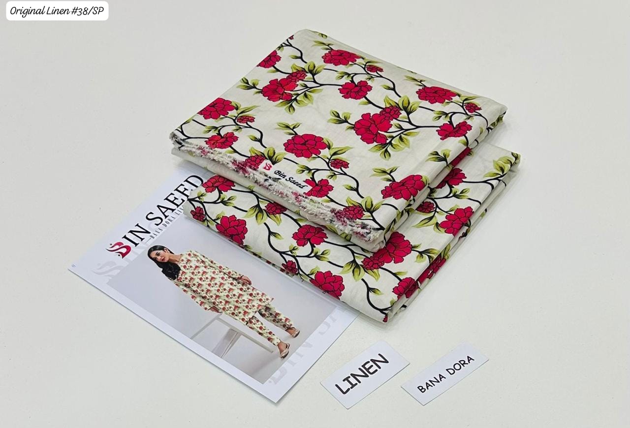100% ORIGINAL LINEN BIN SAEED 💯💯💯 DIGITAL PRINT BANA DORA LINEN 2PC