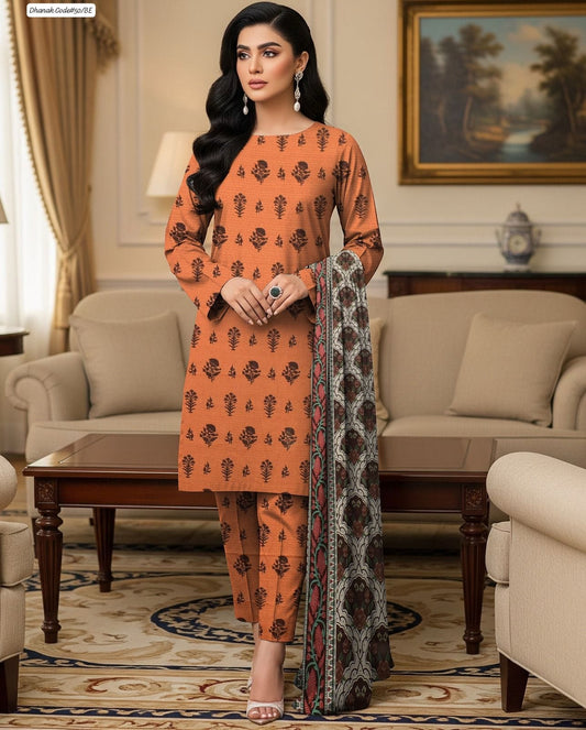 DHANAK | 3 PIECE DIGITAL PRINT UNSTITCHED WINTER SUIT