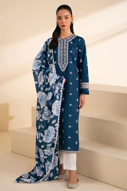 PREMIUM CROSS STICH EMBROIDERED DHANAK UNSTITCHED 3PC SUIT