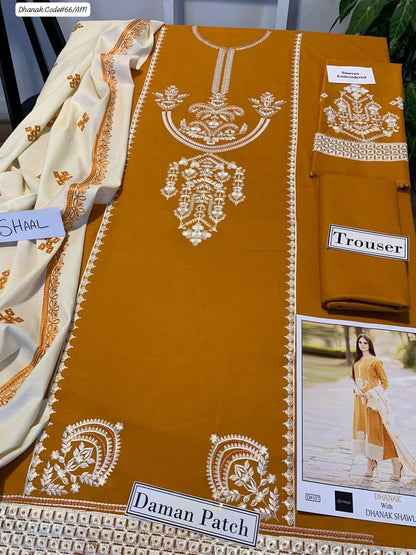PREMIUM EMBROIDERED DHANAK UNSTITCHED 3PC SUIT